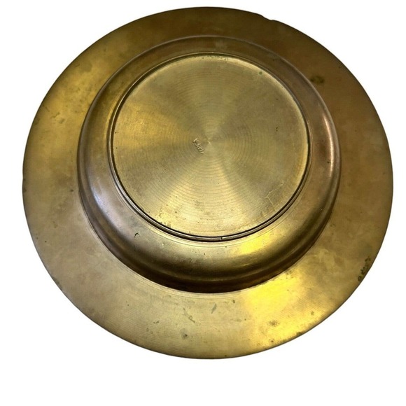 Vintage Brass Ashtray Phoenix Birds 5" Unusual Serpent Animals Deer Korea - Picture 5 of 8